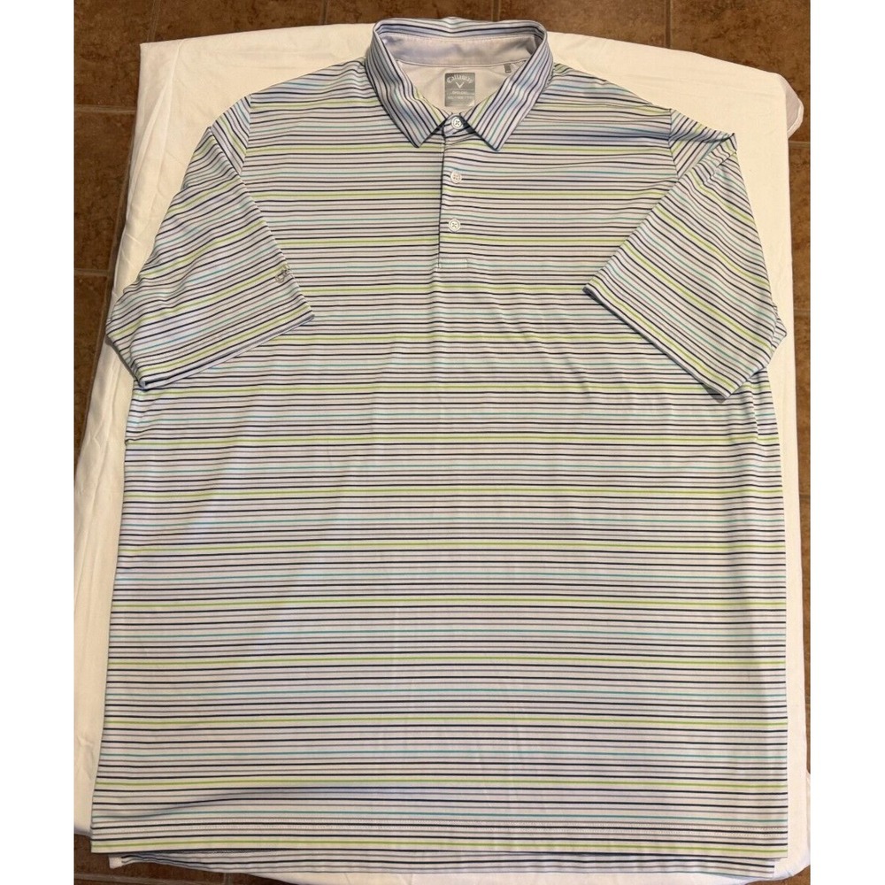 Calloway Striped Men's Polo Shirt - Size 2XL - 91% Polyester - 9% Elastane
